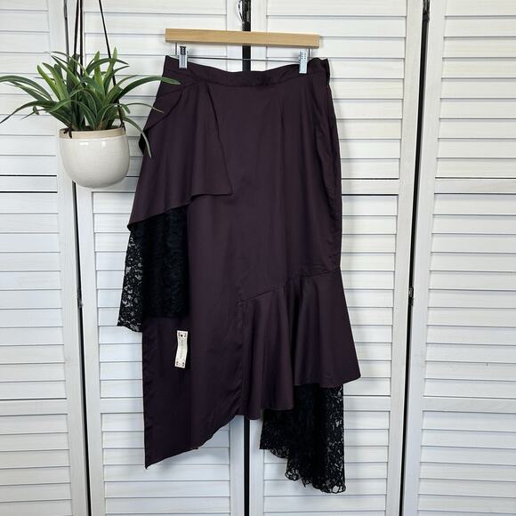 New Dracula Clothing Steampunk Wrap Skirt Purple Black Tier Ruffle Lace Size 16 - Picture 5 of 9